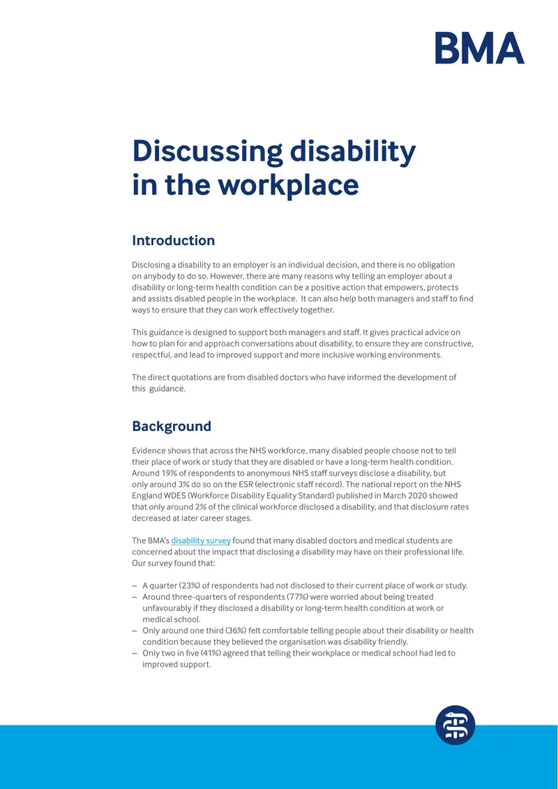 Guidance on Disability Disclosure in the Workplace