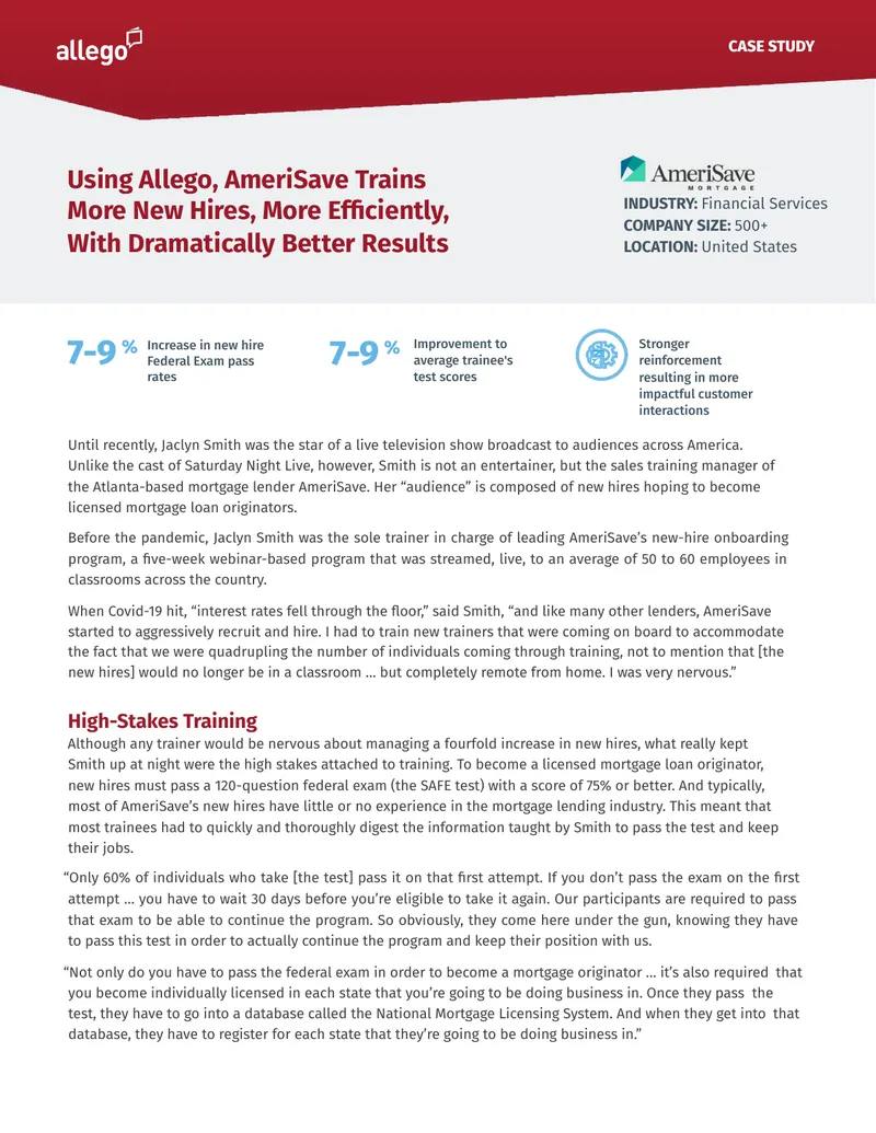 AmeriSave Training Program Enhancement Case Study