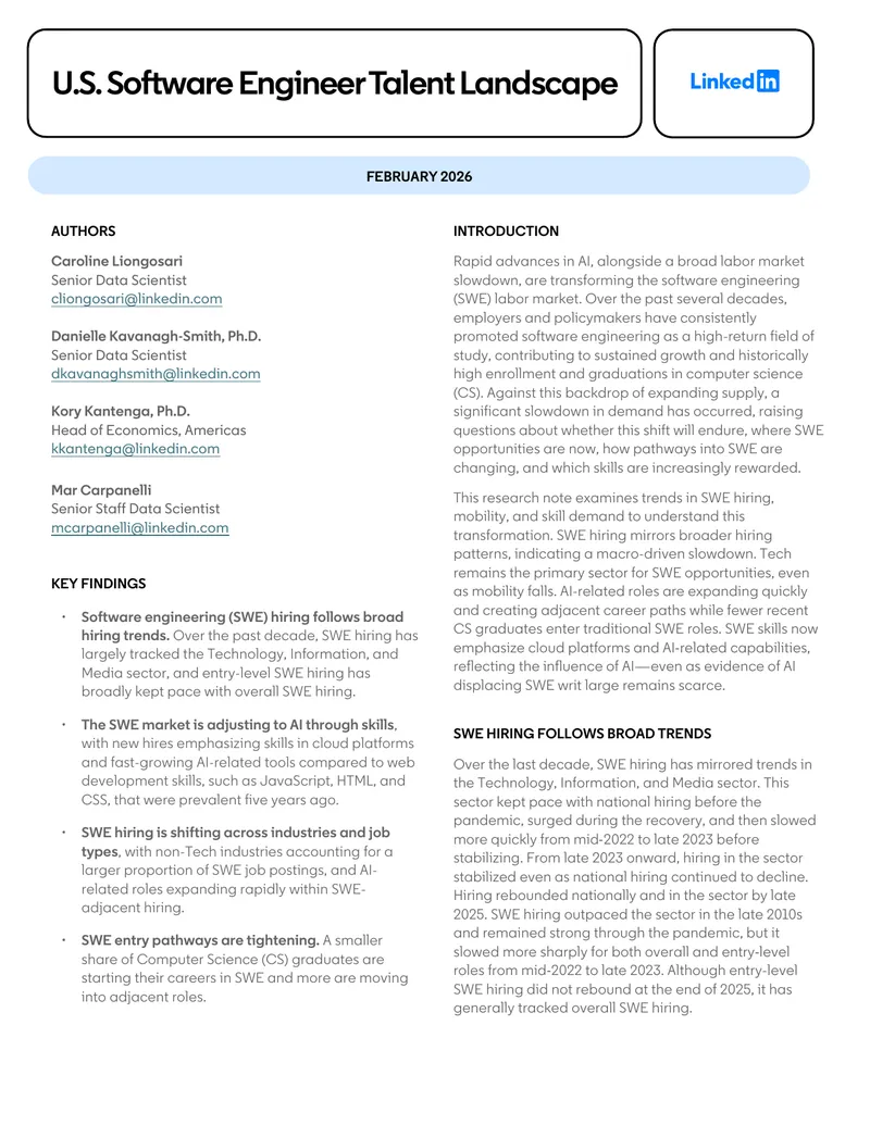 U.S. Software Engineer Talent Landscape Report
