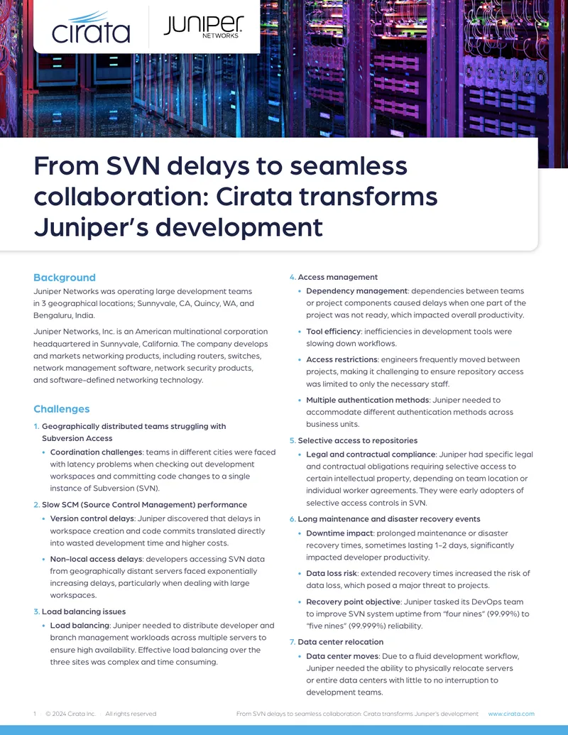 Cirata Subversion MultiSite Plus Implementation for Juniper