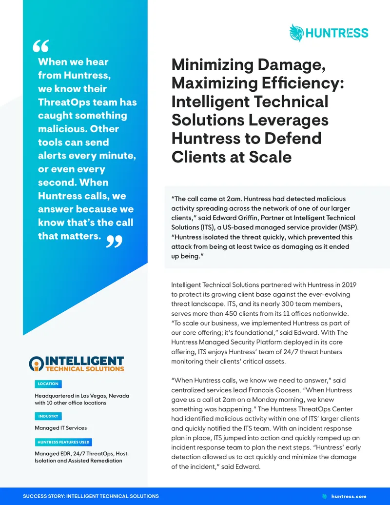 Intelligent Technical Solutions Cybersecurity Partnership