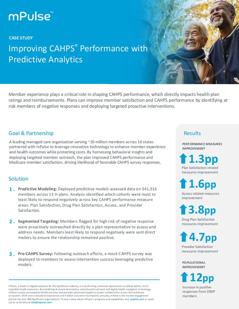 Improving CAHPS Performance with Predictive Analytics