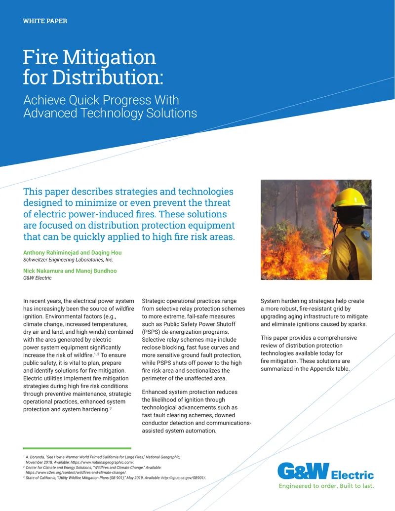 Fire Mitigation Strategies for Electrical Power Systems