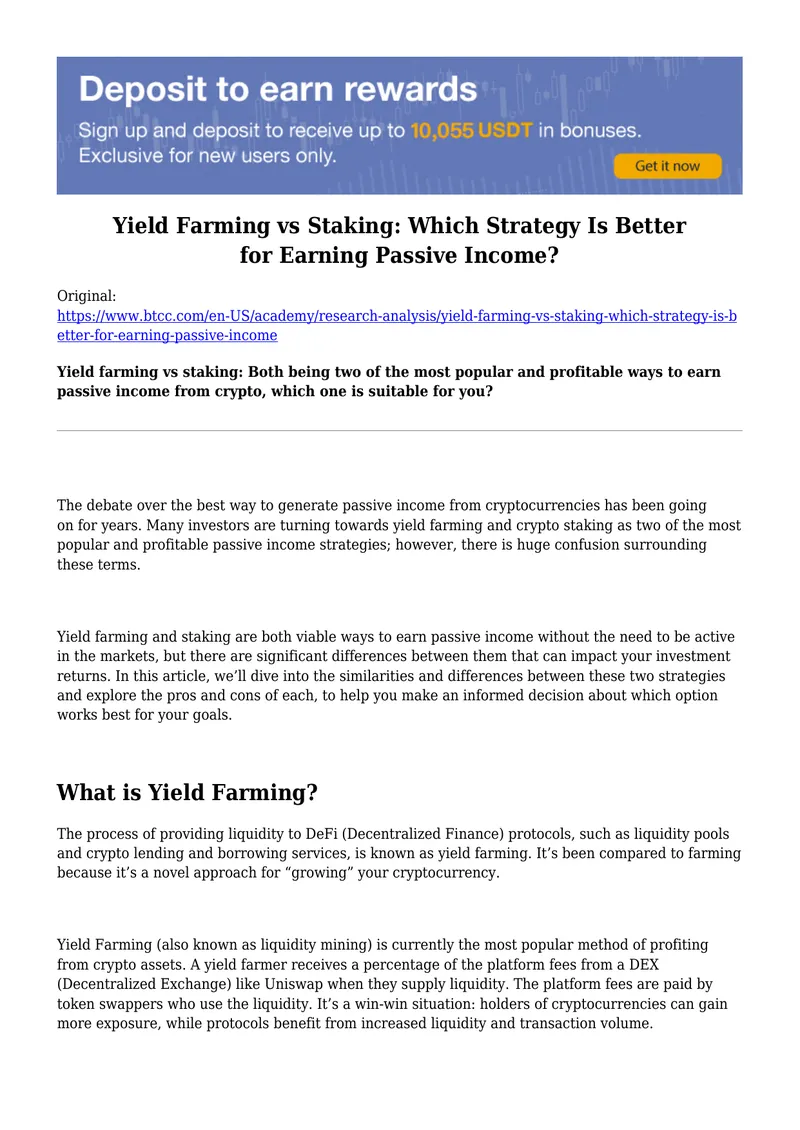 Yield Farming and Staking Comparison Guide