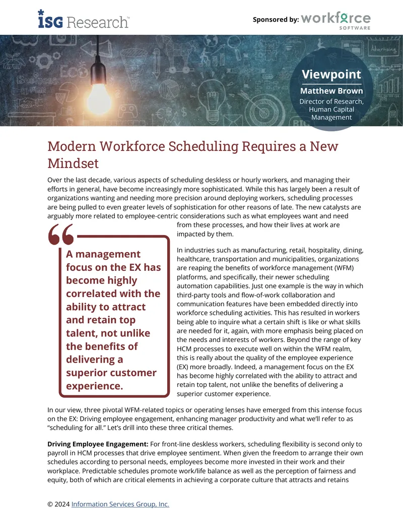 Modern Workforce Scheduling Requires a New Mindset