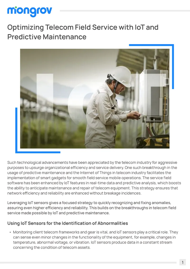 Optimizing Telecom Field Service with IoT and Predictive Maintenance