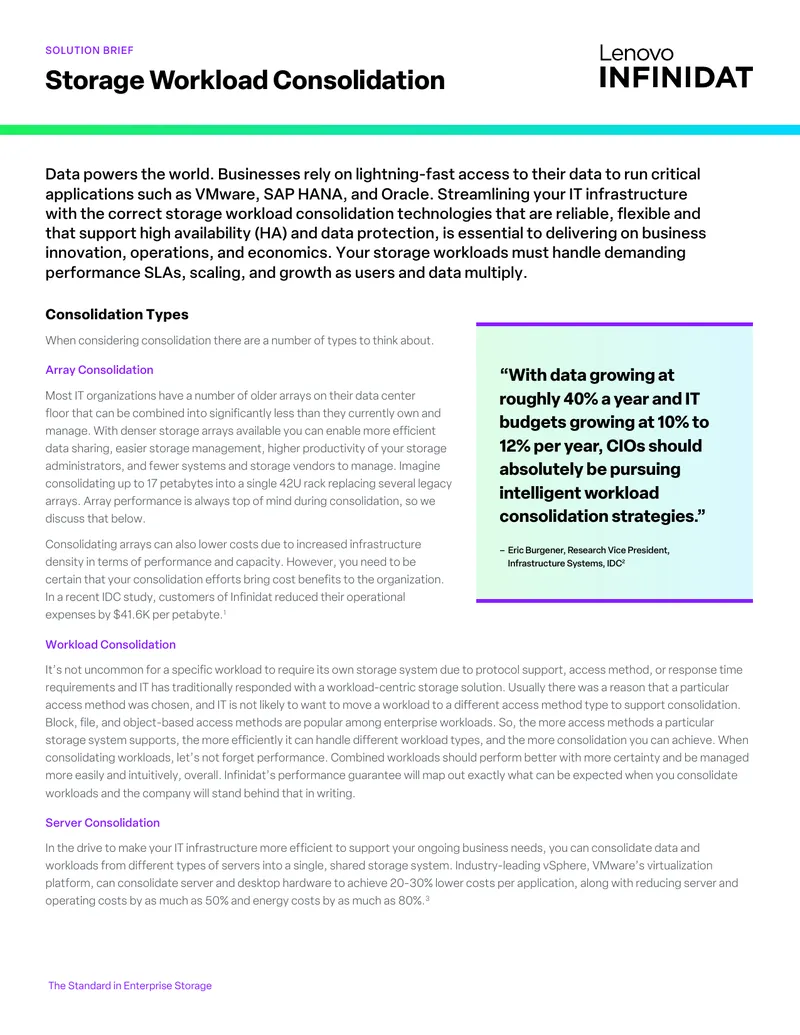 Storage Workload Consolidation Solution Brief