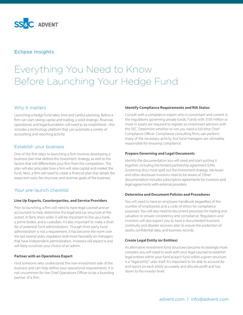 Hedge Fund Launch Preparation Guide