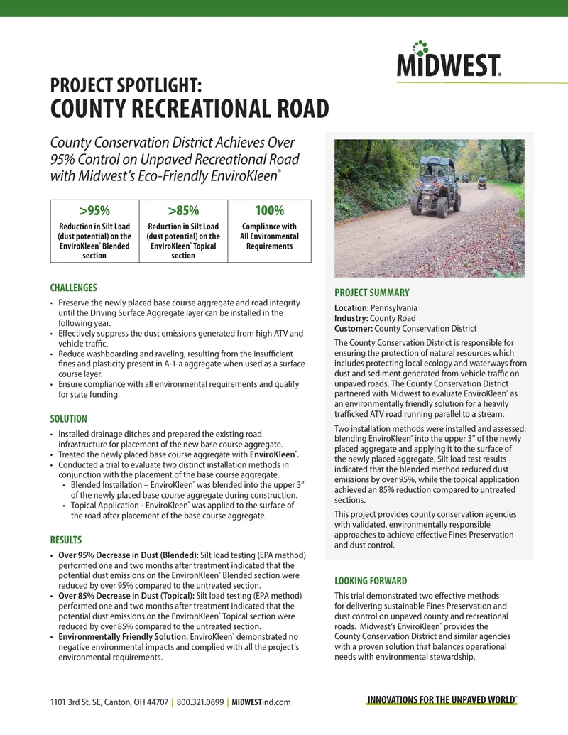 County Conservation District Dust Control Project