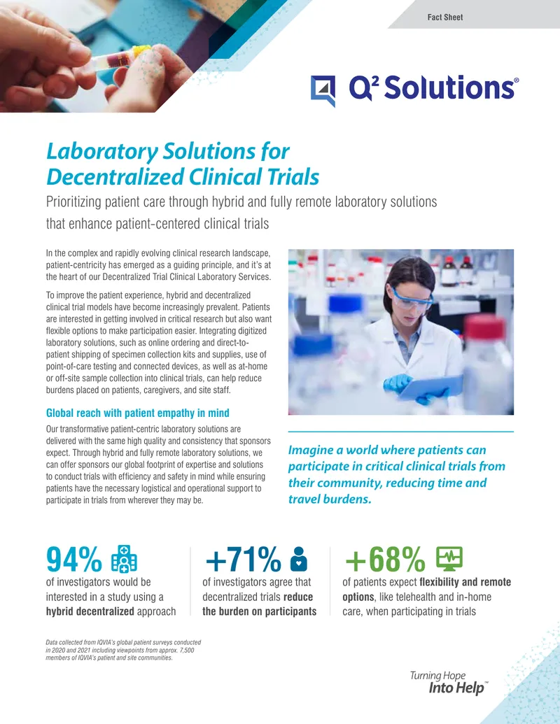 Laboratory Solutions for Decentralized Clinical Trials
