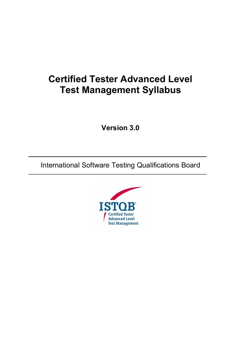 Certified Tester Advanced Level Test Management Syllabus