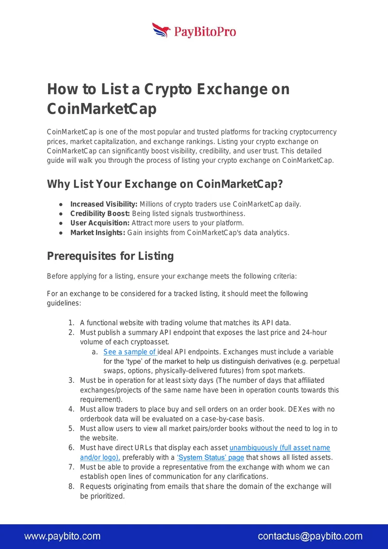 Guide to Listing a Crypto Exchange on CoinMarketCap