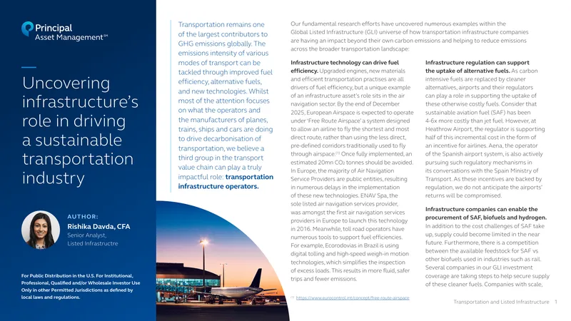 Infrastructure's Role in Sustainable Transportation