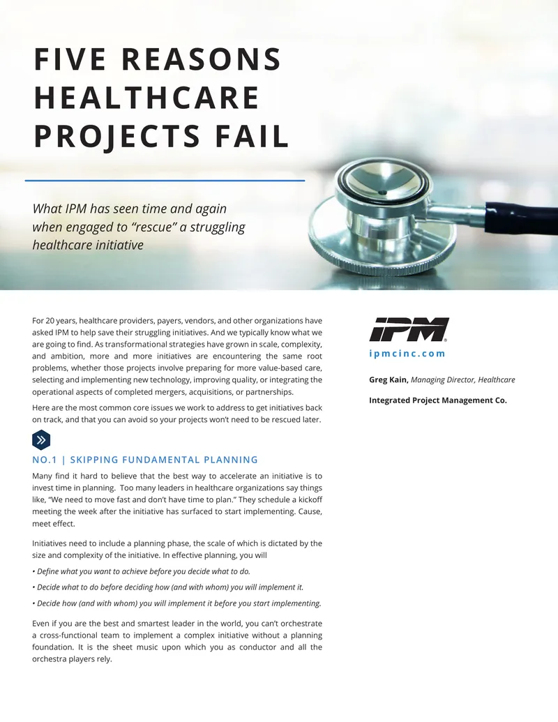 Common Reasons Healthcare Projects Fail