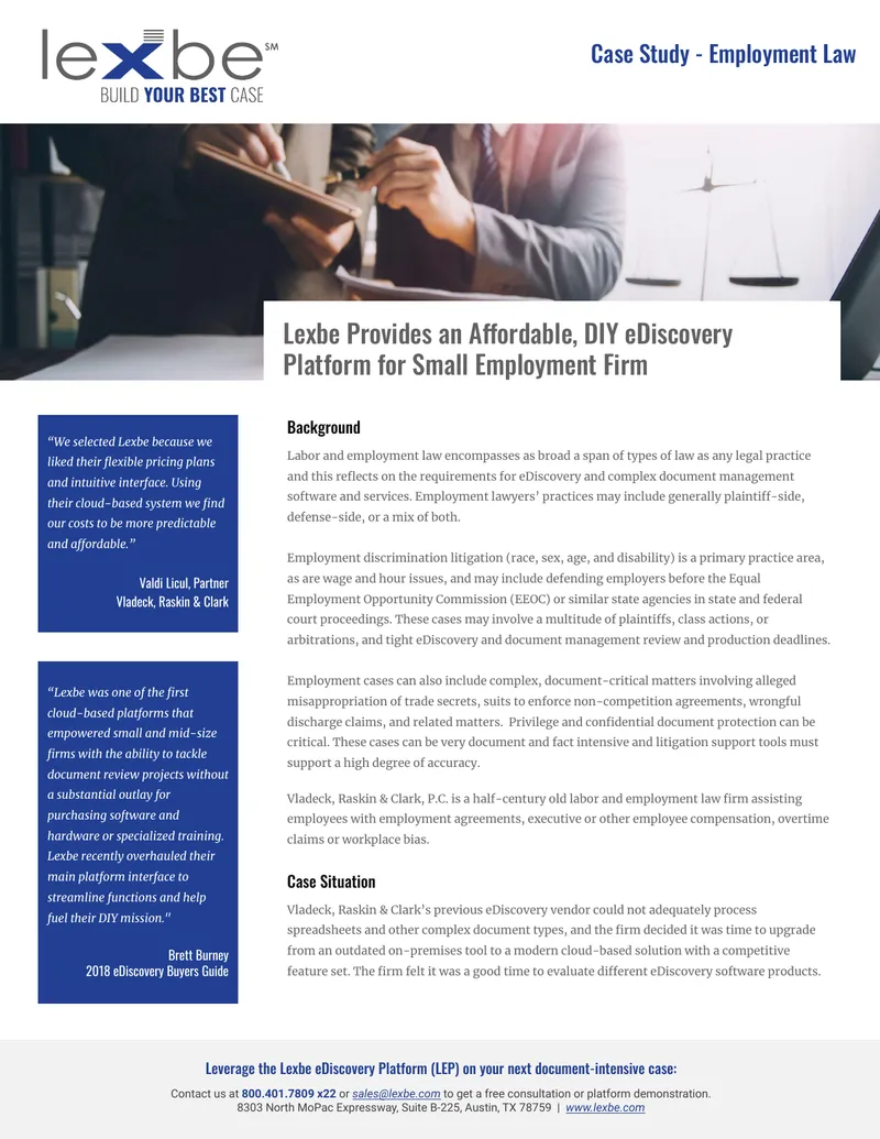 Case Study on eDiscovery Solutions for Employment Law
