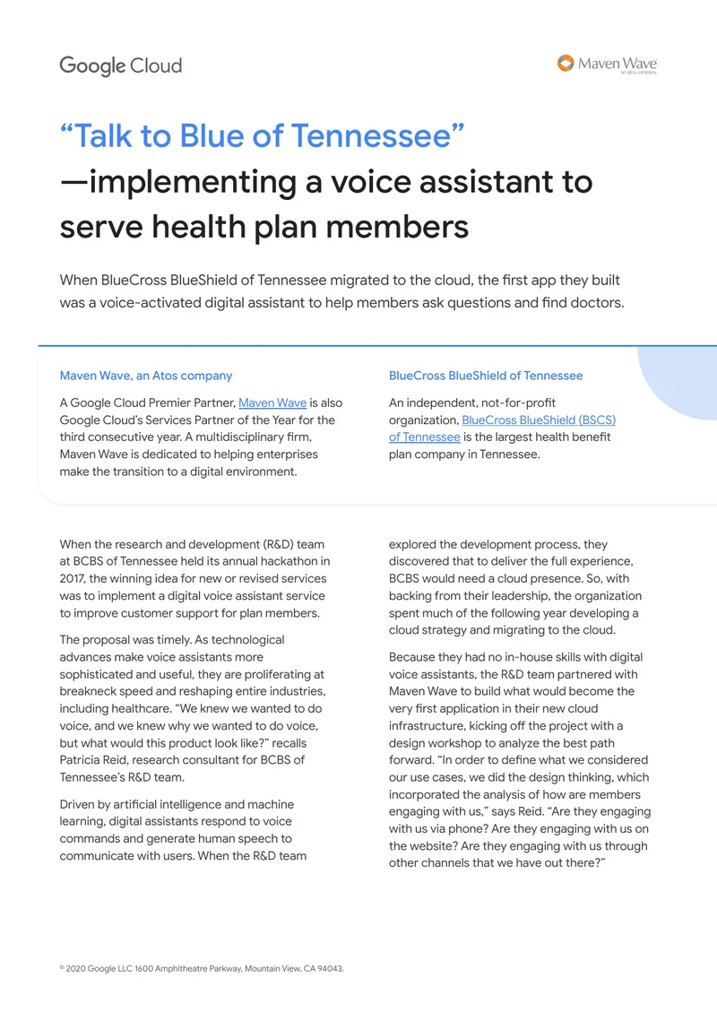 Implementation of Voice Assistant for Health Plan Members