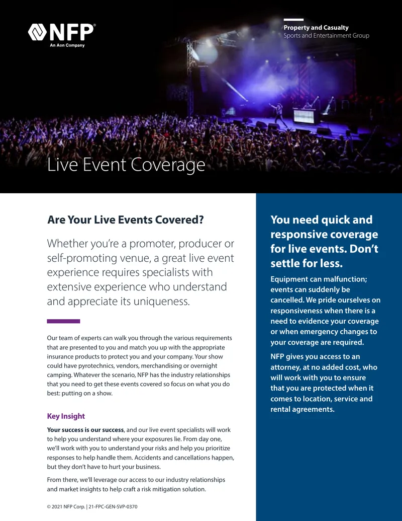 Live Event Insurance Coverage Solutions
