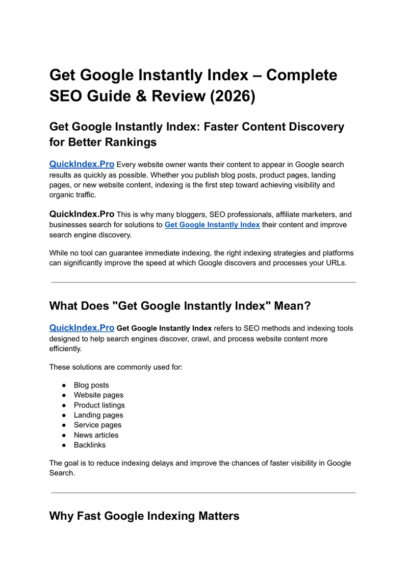 Google Instant Indexing Strategies for SEO