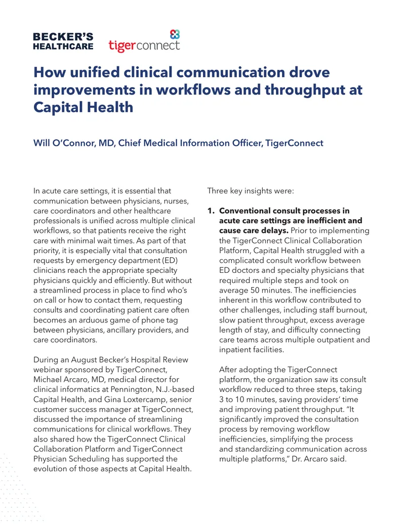 Streamlining Clinical Communication in Acute Care