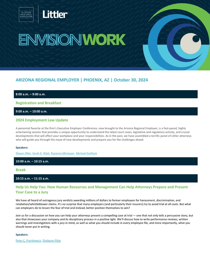 2024 Employment Law Update Conference Agenda