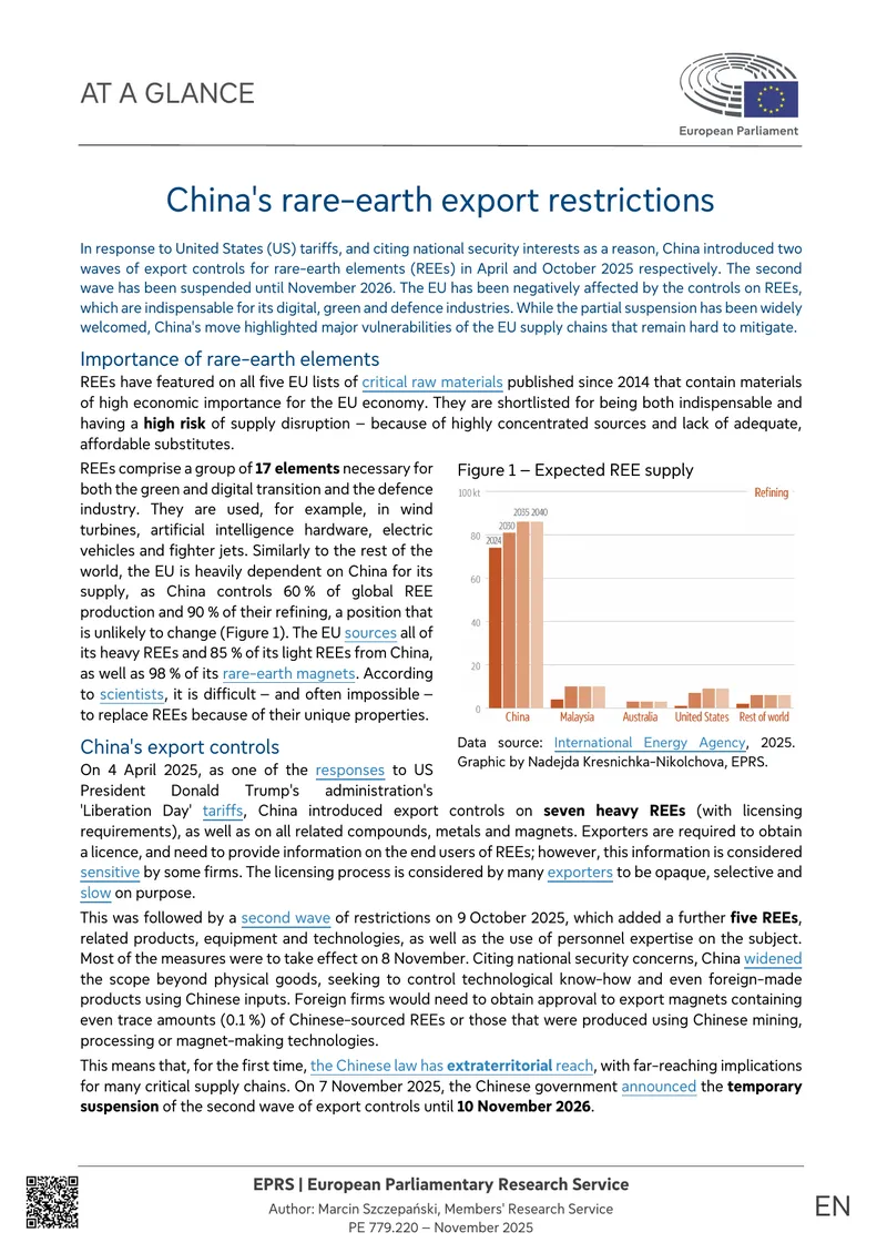 China's Rare-Earth Export Restrictions Impact on EU
