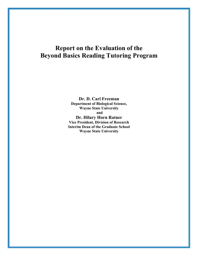 Evaluation Report of Beyond Basics Reading Program