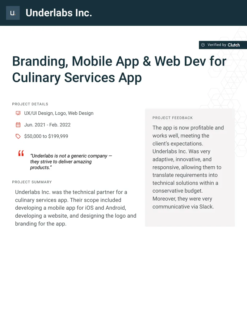 Culinary Services App Development Case Study