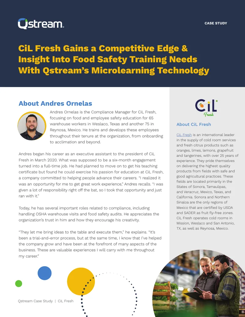 CiL Fresh Case Study on Food Safety Training