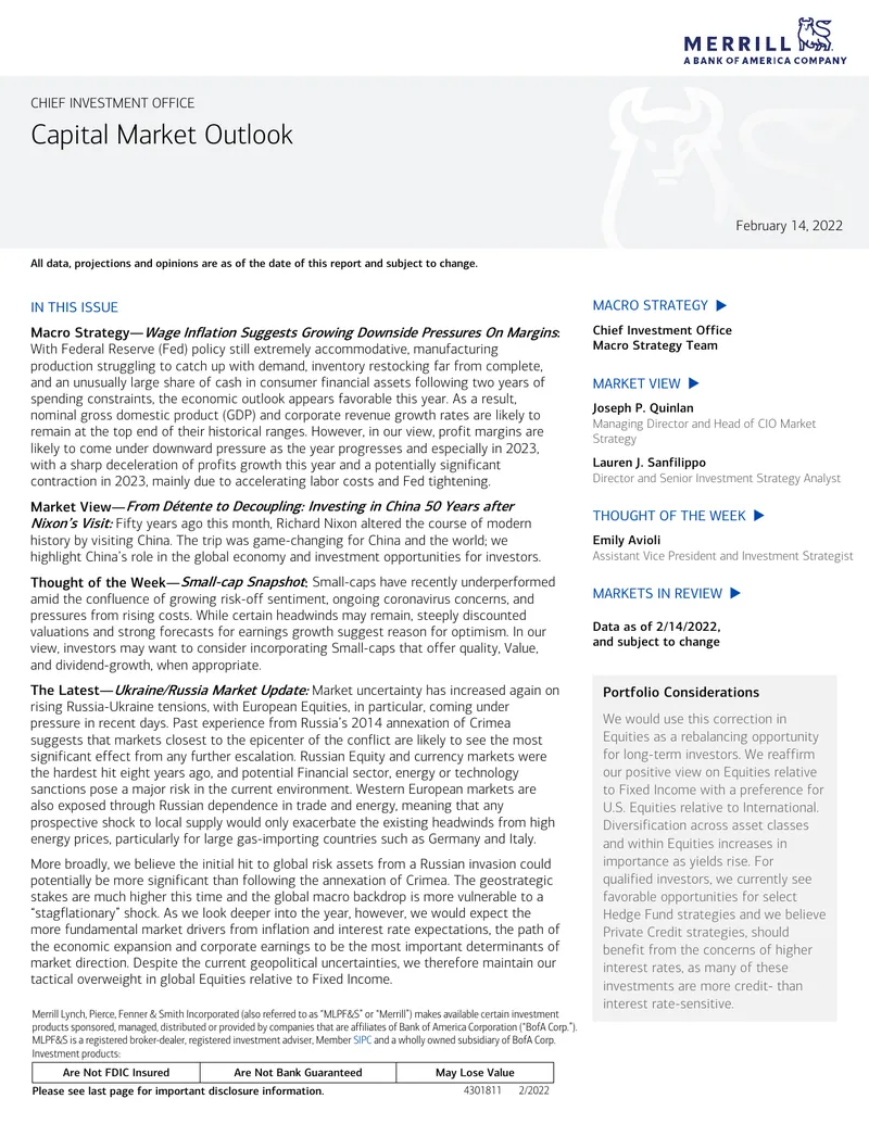 Capital Market Outlook February 2022
