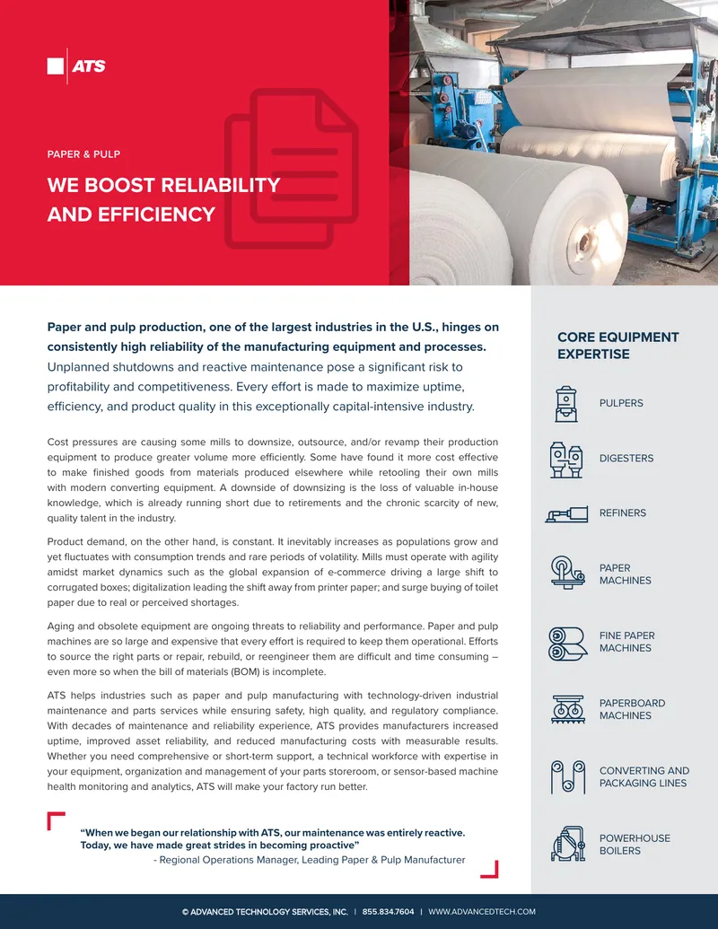 Industrial Maintenance Solutions for Paper and Pulp Manufacturing