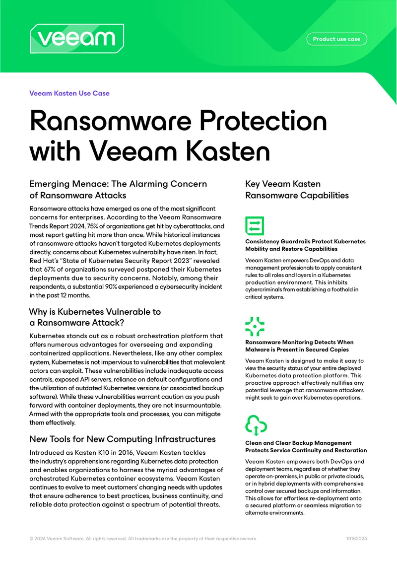Veeam Kasten Ransomware Protection Capabilities