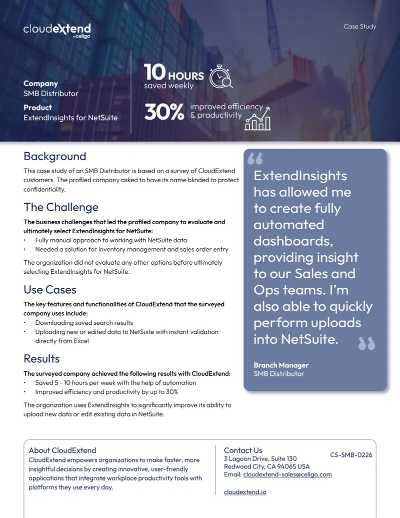 Case Study on ExtendInsights for NetSuite Implementation