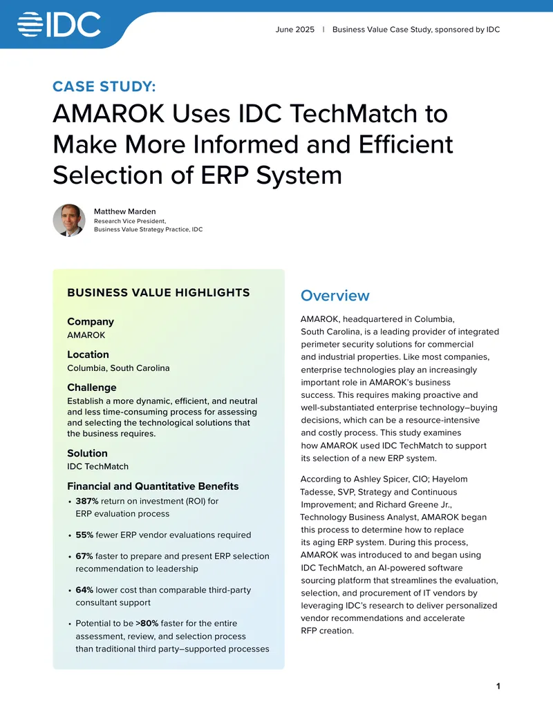 AMAROK Case Study on ERP System Selection