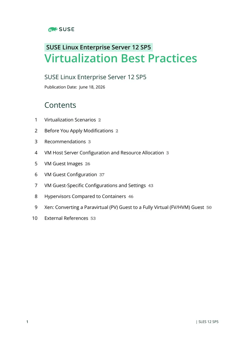 SUSE Linux Enterprise Server 12 SP5 Virtualization Best Practices