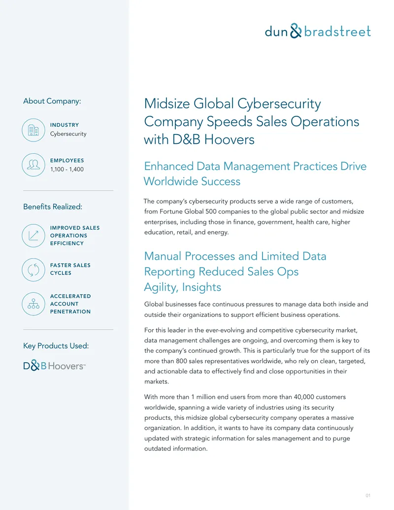Midsize Global Cybersecurity Company Speeds Sales Operations with D&B Hoovers