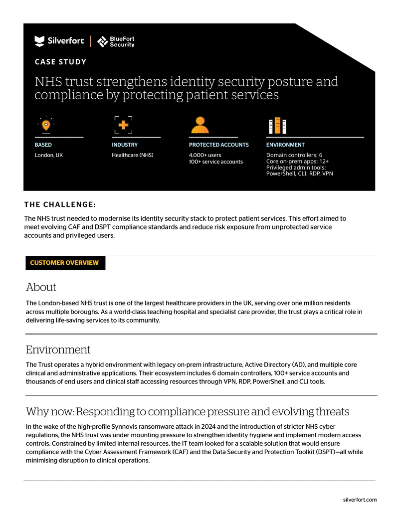 NHS Trust Identity Security Enhancement Case Study