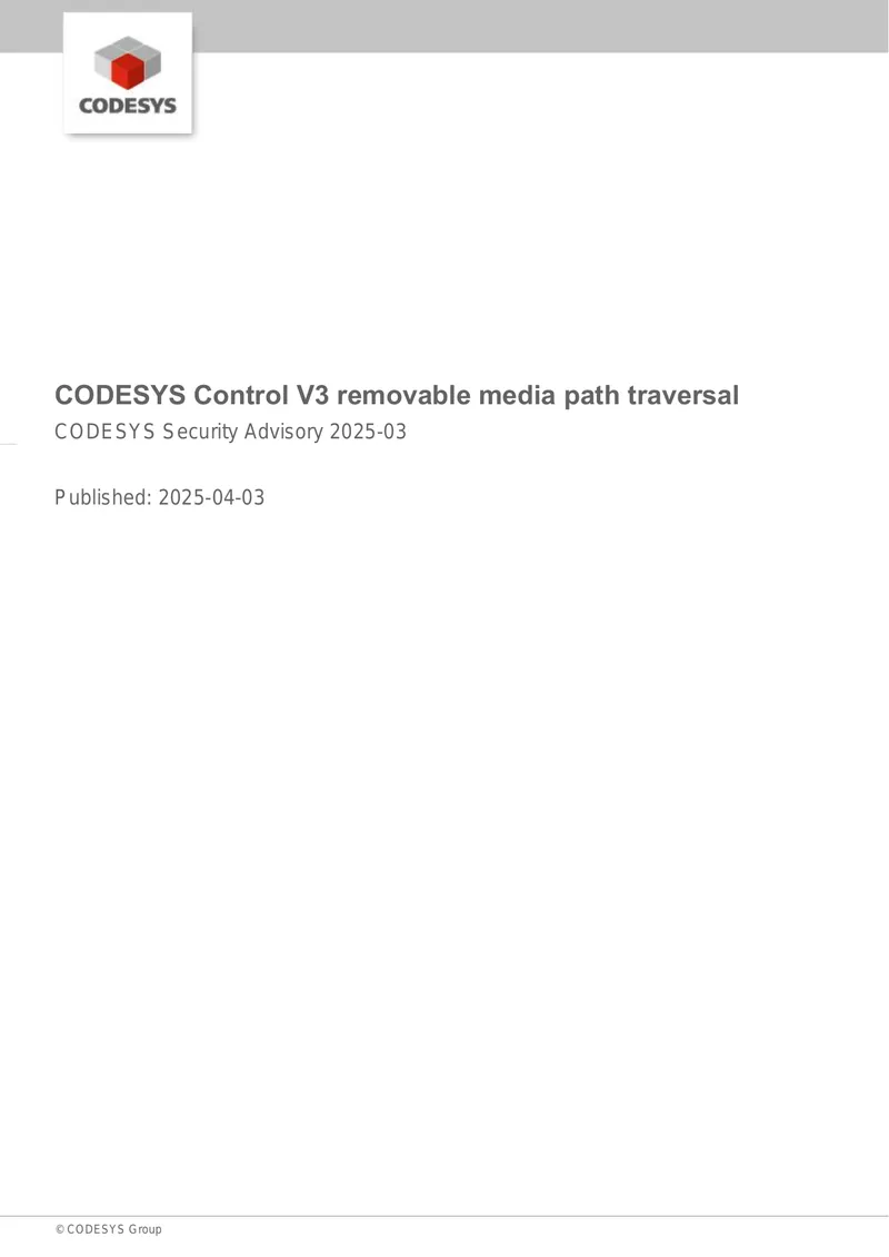 CODESYS Control V3 Removable Media Path Vulnerability Advisory