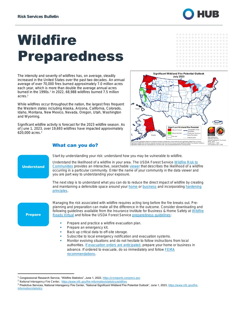 Wildfire Preparedness Risk Services Bulletin