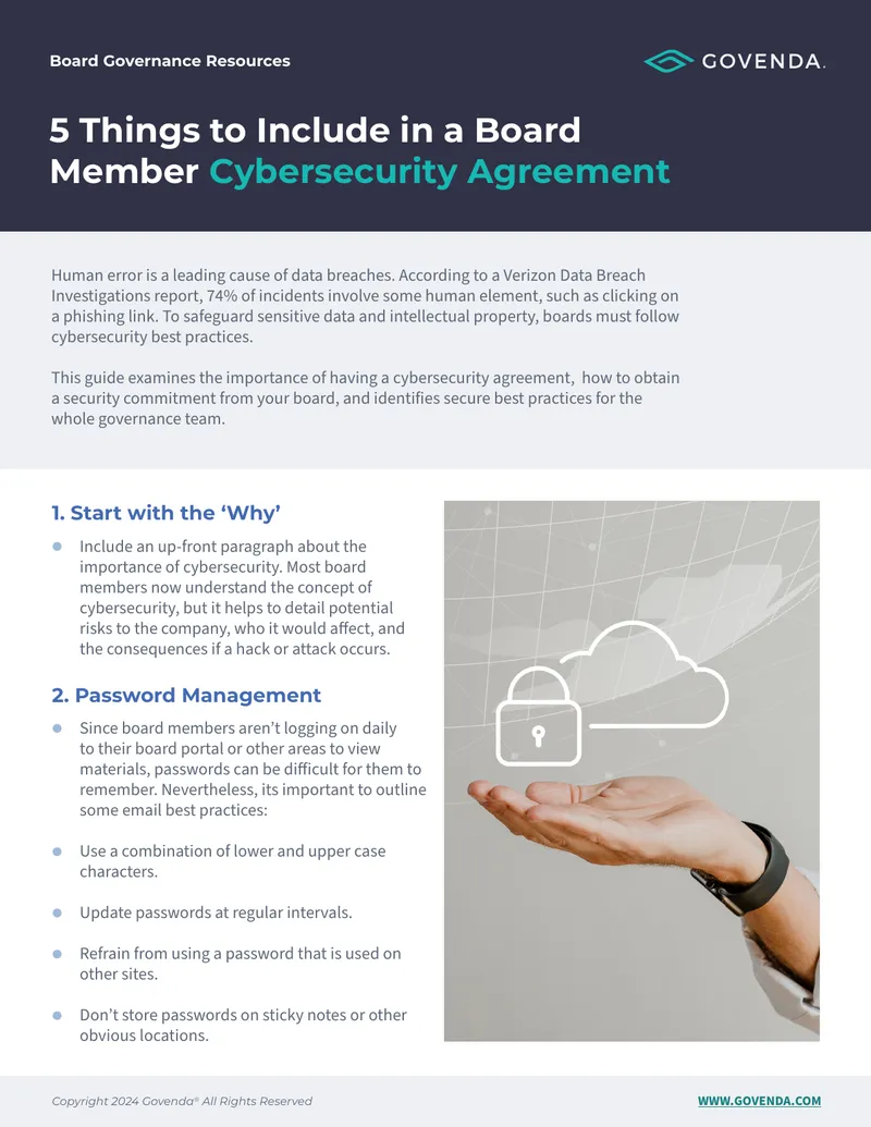 Board Member Cybersecurity Agreement Guidelines