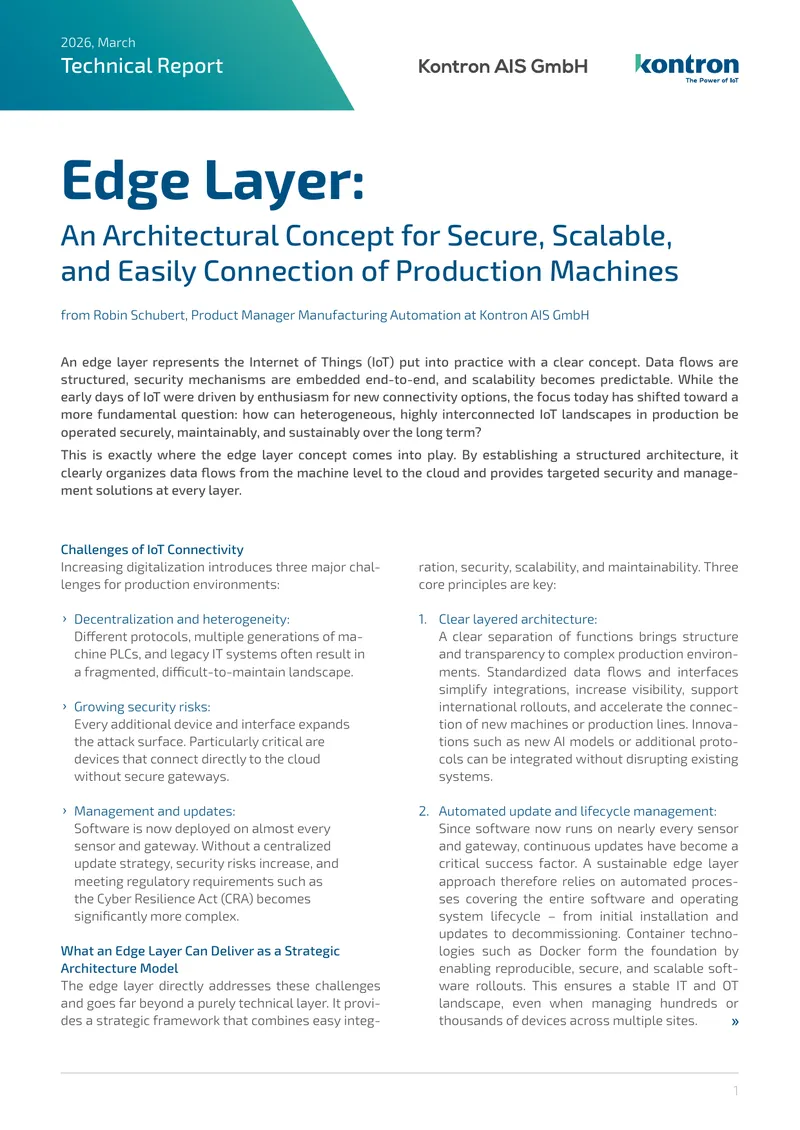 Edge Layer Architectural Concept for IoT Connectivity