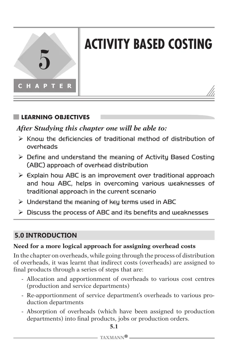 Activity Based Costing Methodology Overview