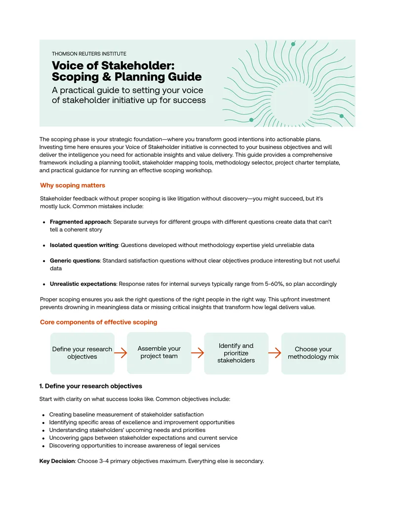 Voice of Stakeholder Scoping and Planning Guide