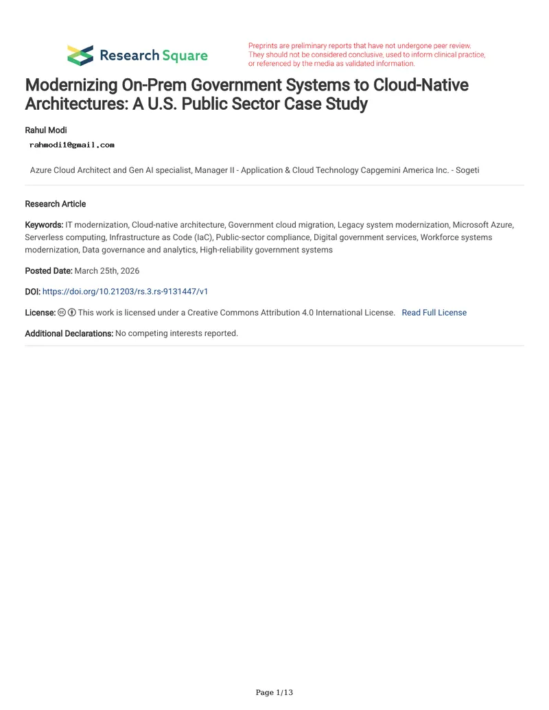 Modernizing Government Systems to Cloud-Native Architectures
