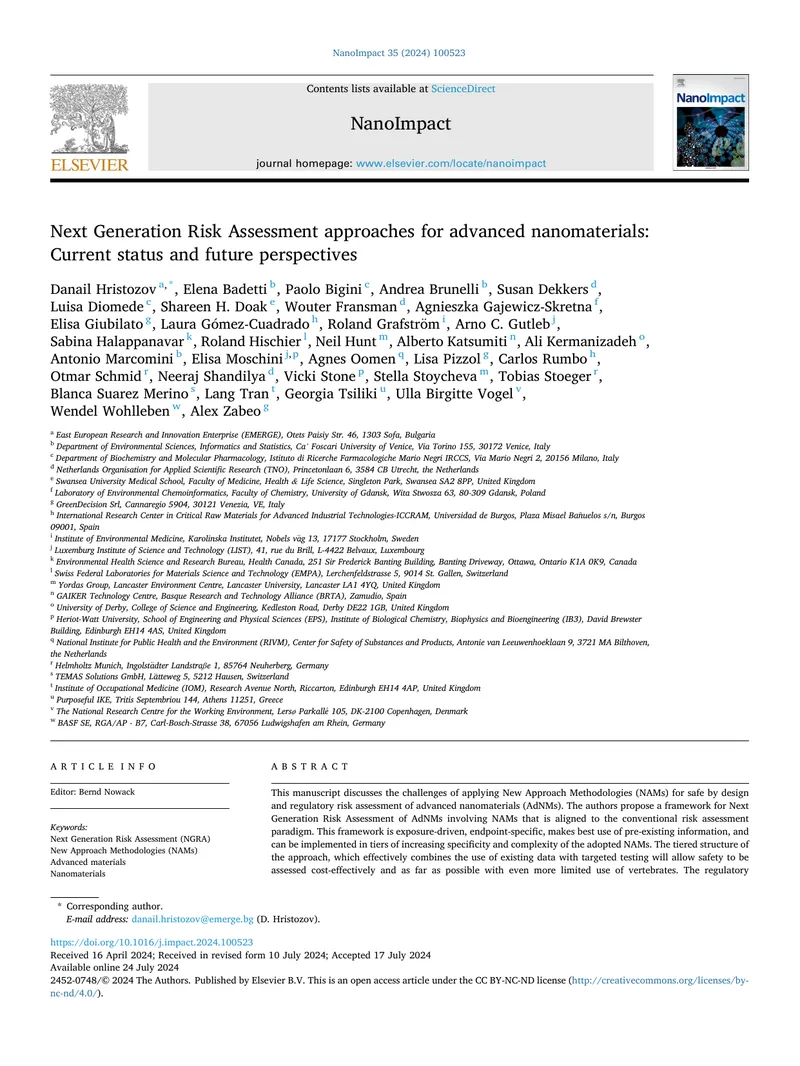 Next Generation Risk Assessment Framework for Nanomaterials