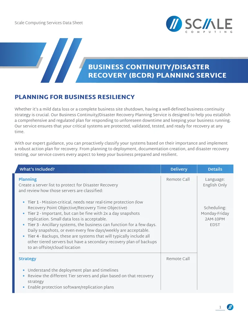 Business Continuity Disaster Recovery Planning Service