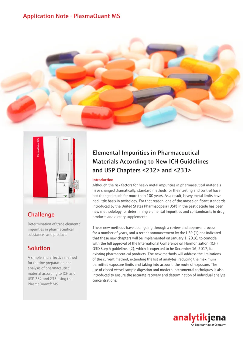 Elemental Impurities in Pharmaceutical Materials Analysis preview page 1