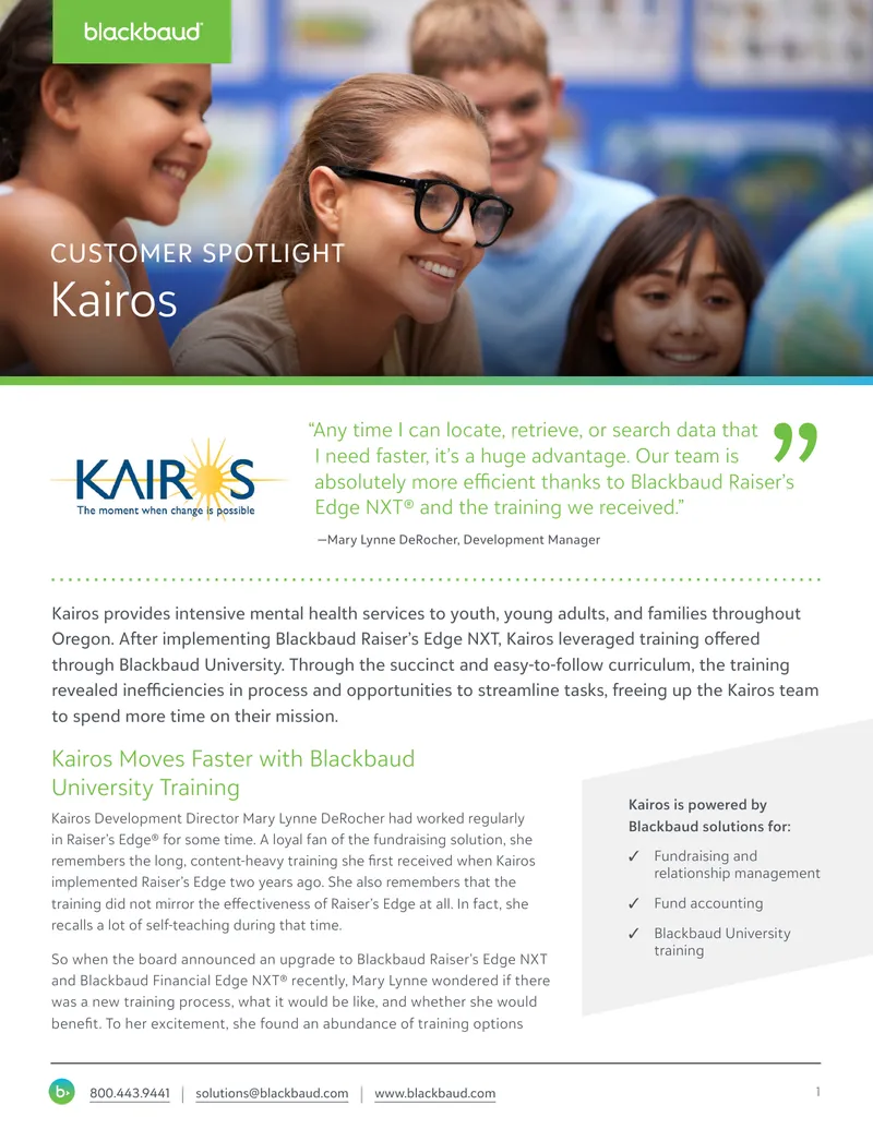 Kairos Enhances Efficiency with Blackbaud University Training