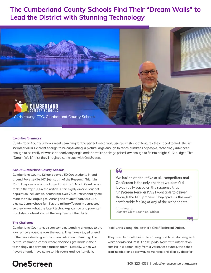 Cumberland County Schools Video Wall Implementation