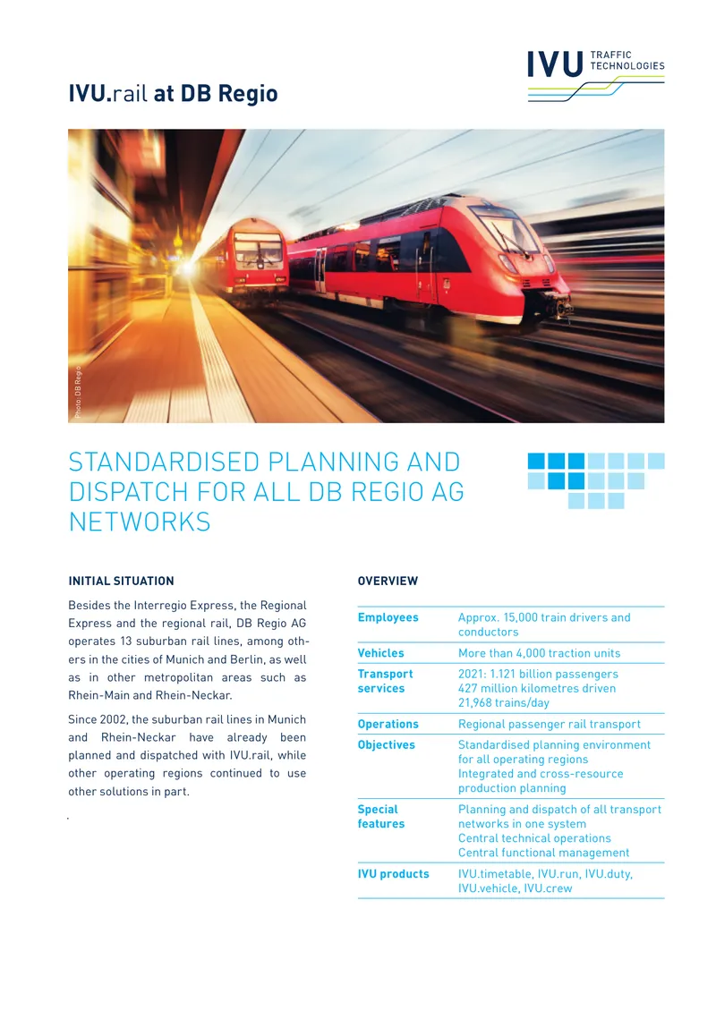 Standardized Planning and Dispatch System for DB Regio