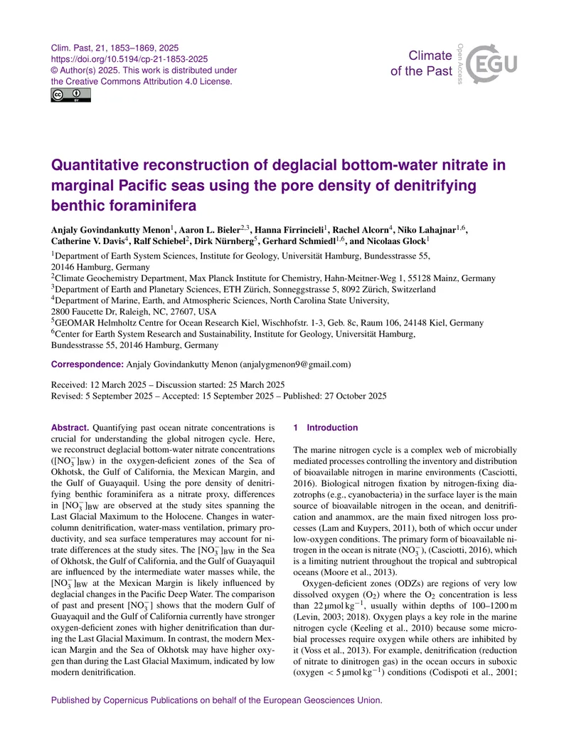 Quantitative Reconstruction of Bottom-Water Nitrate